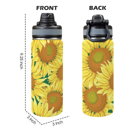 Sunflowers - Insulated Water Bottle with Dual-Use Lid (18oz) Insulated Water Bottle with Dual-Use Lid (18oz) Printed Offshore