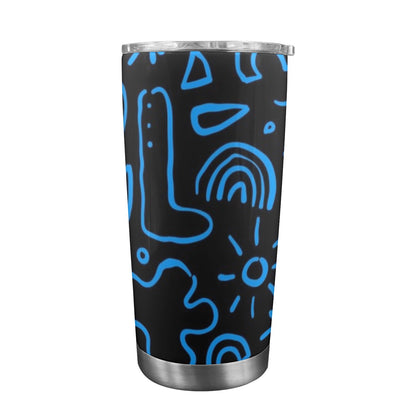 Blue Squiggle - 20oz Travel Mug with Clear Lid Clear Lid Travel Mug Printed Offshore