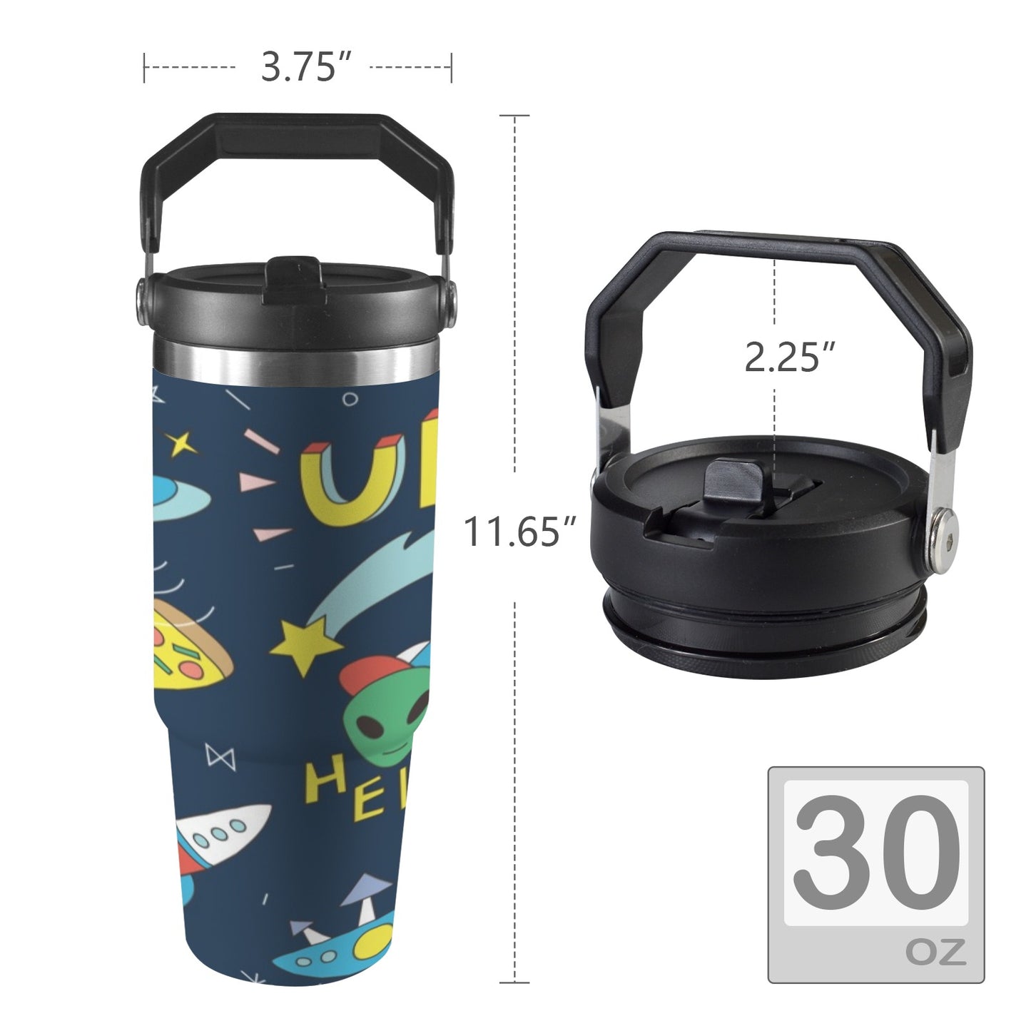 Alien UFO - 30oz Tumbler with Top Handle