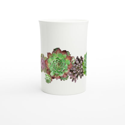 Cactus - White 10oz Porcelain Slim Mug Porcelain Mug Globally Fulfilled Plants