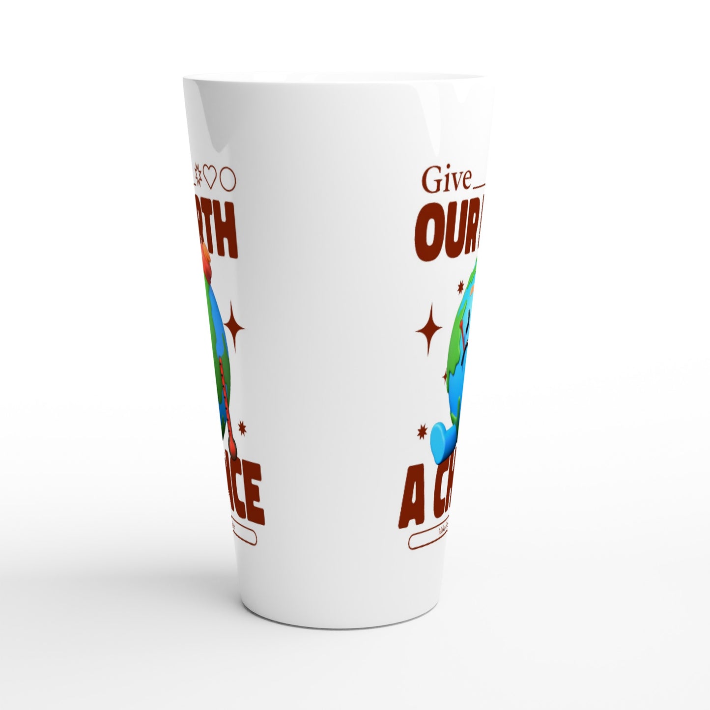 Give Our Earth A Chance - White Latte 17oz Ceramic Mug Latte Mug Environment