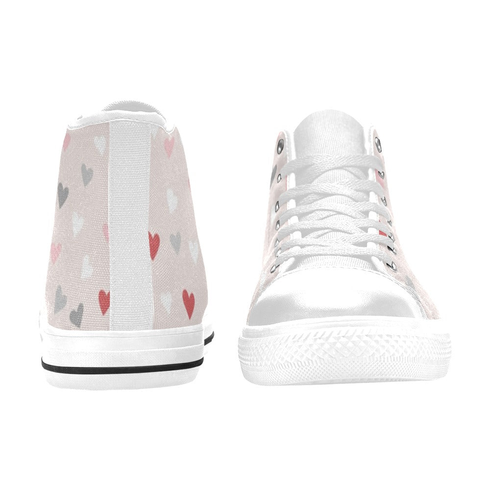 Pretty Hearts - Women's High Top Canvas Shoes