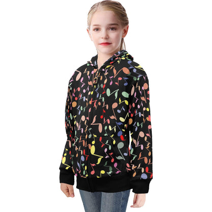 Quavers, Music Notes - Senior Girls Zip Up Hoodie