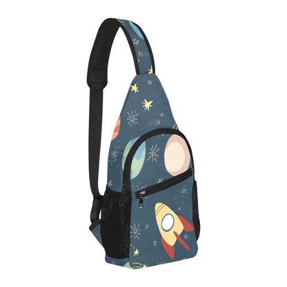 Rocket and Planets In Space - Chest Bag With Full Print