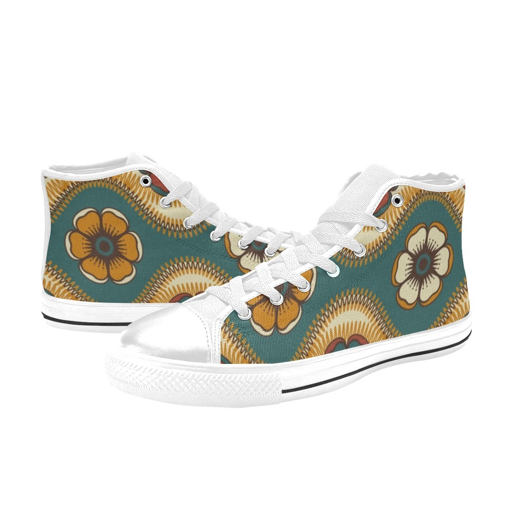 Vintage Floral - Women's High Top Canvas Shoes