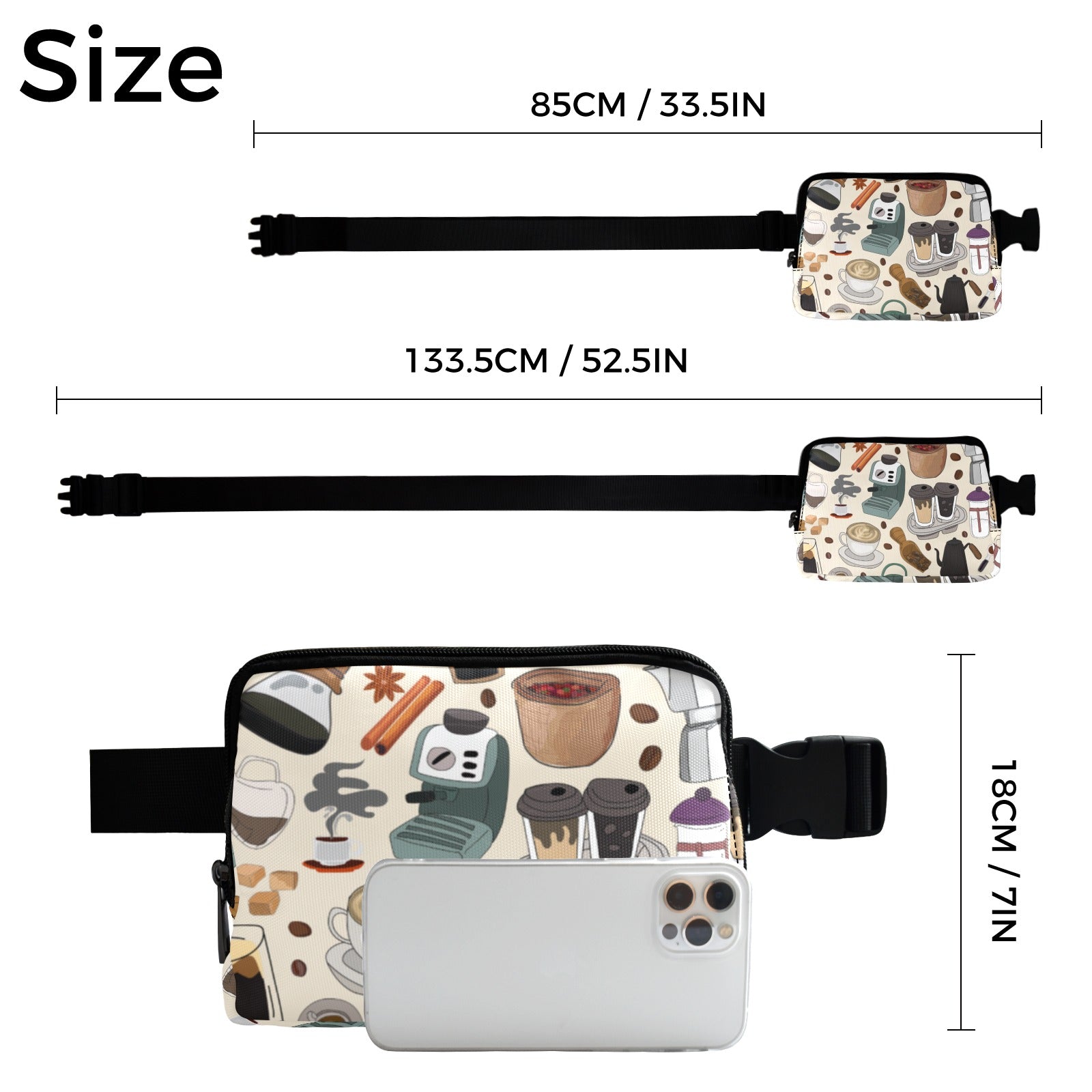 All The Coffee - Belt Bag Belt Bag Coffee Printed Offshore