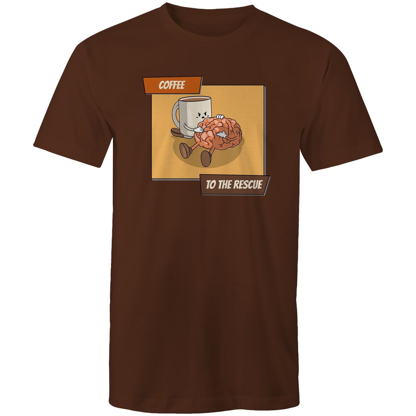 Coffee To The Rescue - Mens T-Shirt Dark Chocolate Mens T-shirt Coffee