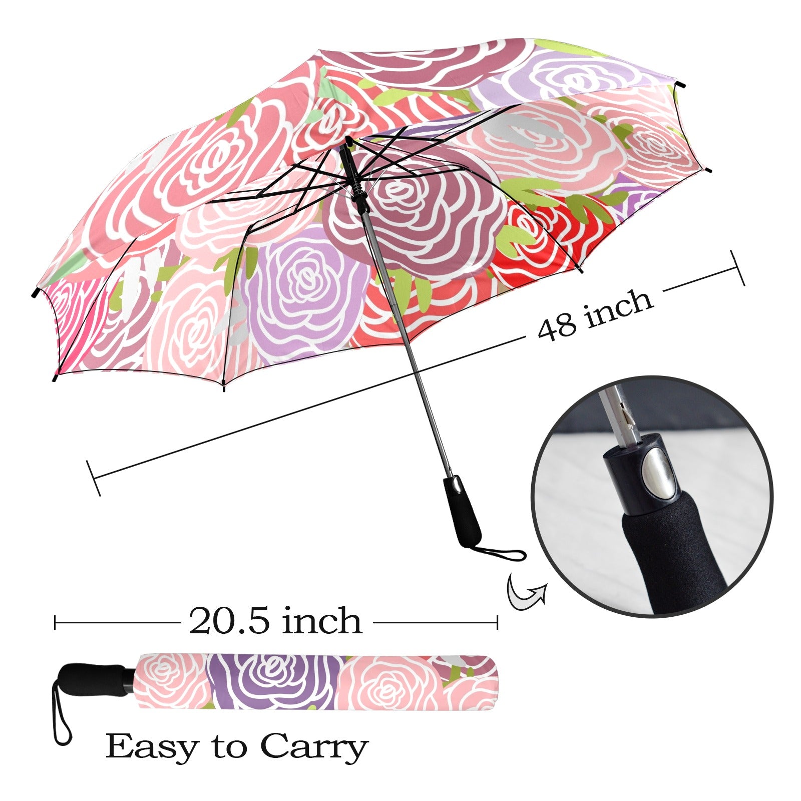 Abstract Roses - Semi-Automatic Foldable Umbrella Semi-Automatic Foldable Umbrella Printed Offshore