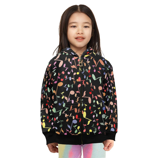 Quavers, Music Notes - Junior Girls Zip up Hoodie