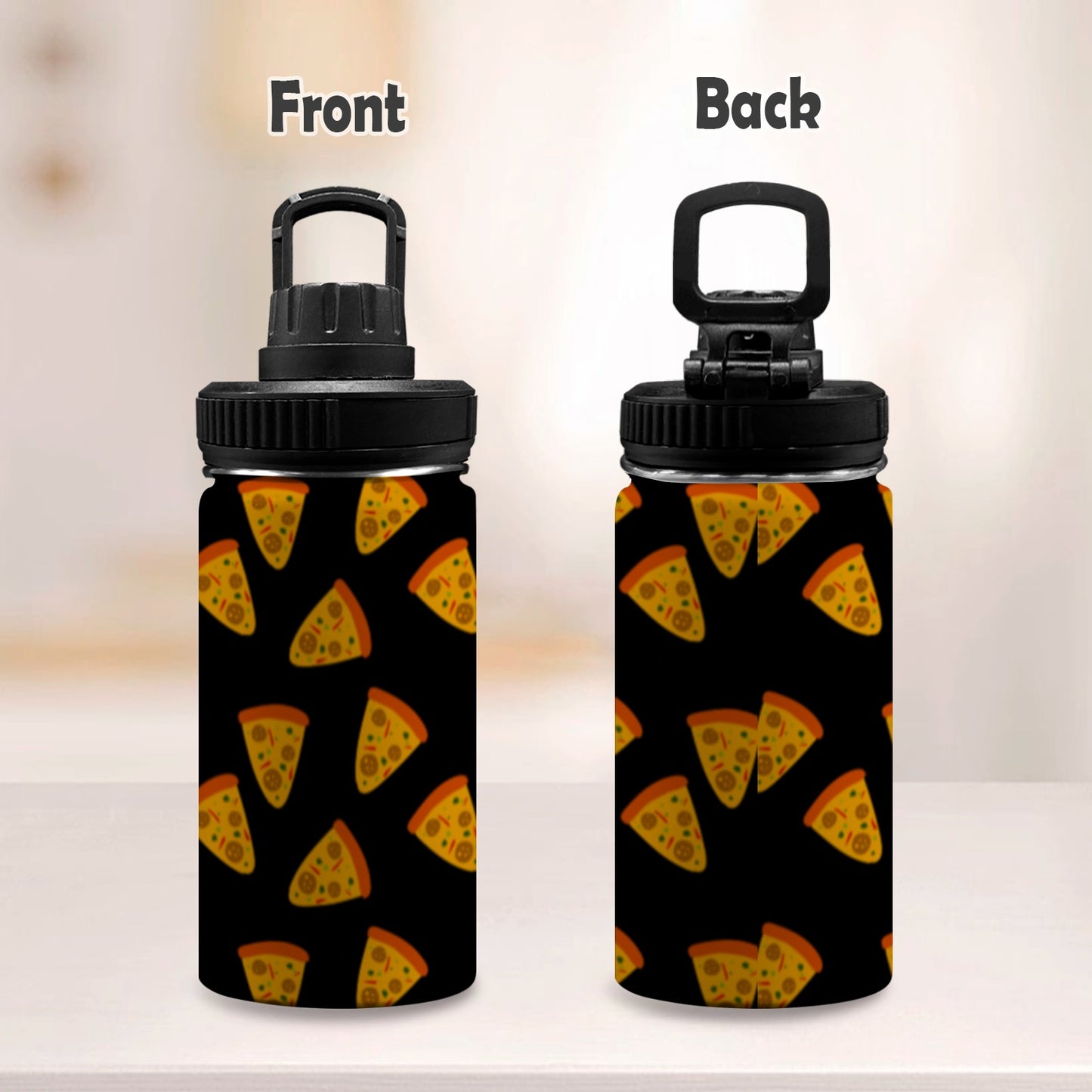 Pizzas - Kids Water Bottle with Chug Lid (12 oz)