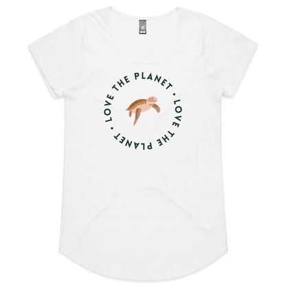 Love The Planet, Turtle - Womens Scoop Neck T-Shirt