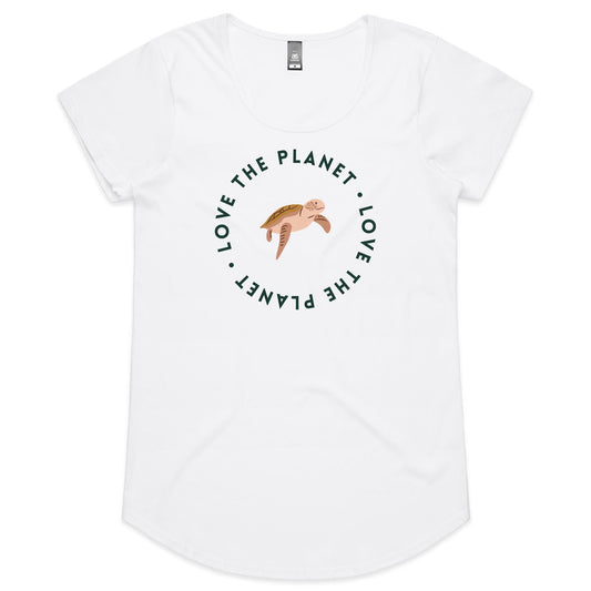 Love The Planet, Turtle - Womens Scoop Neck T-Shirt