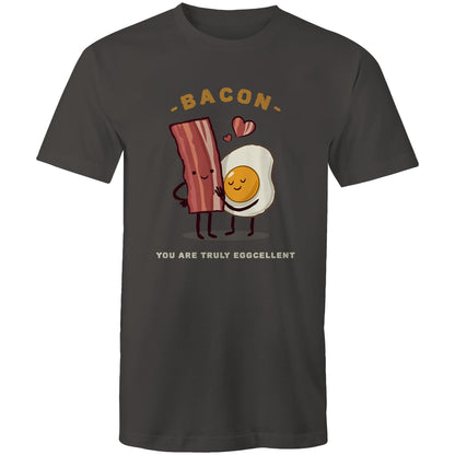 Bacon, You Are Truly Eggcellent - Mens T-Shirt Charcoal Mens T-shirt Food