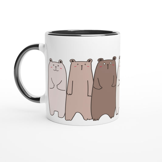 Bears In A Row - White 11oz Ceramic Mug with Colour Inside Ceramic Black Colour 11oz Mug animal