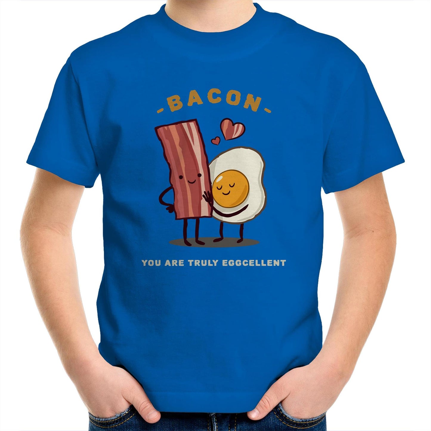 Bacon, You Are Truly Eggcellent - Kids Youth T-Shirt Bright Royal Kids Youth T-shirt Food