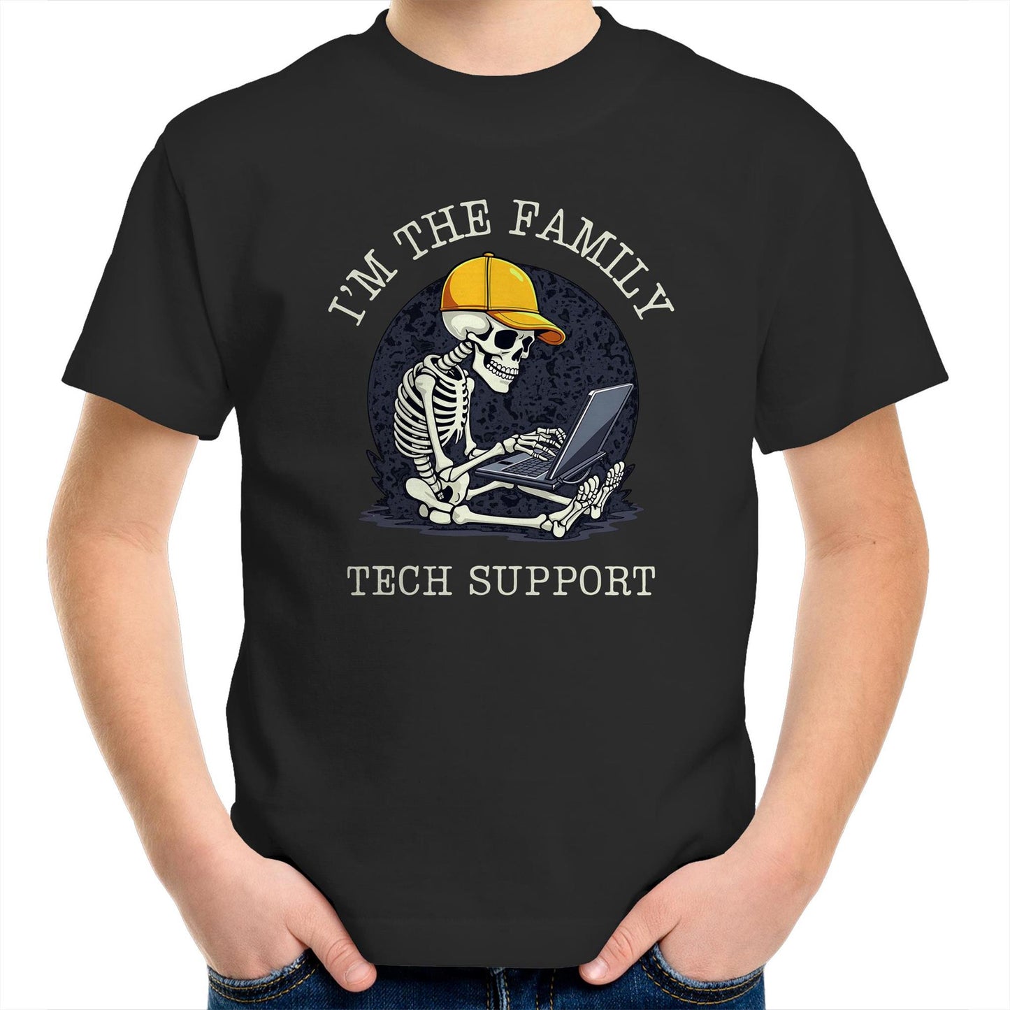 I'm The Family Tech Support - Kids Youth T-Shirt Black Kids Youth T-shirt Printed In Australia Tech