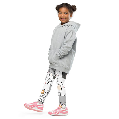 Cat Hello - Kid's Leggings Kids Leggings (US) Printed Offshore