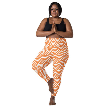 Orange Wave - Leggings with pockets, 2XS - 6XL Leggings With Pockets 2XS - 6XL (US)