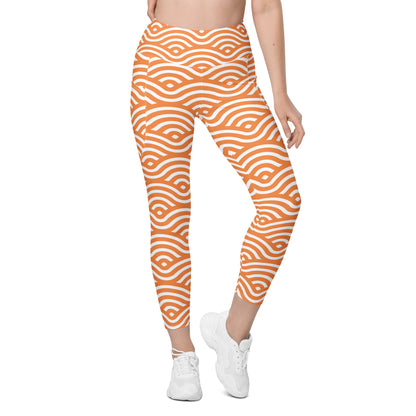 Orange Wave - Leggings with pockets, 2XS - 6XL Leggings With Pockets 2XS - 6XL (US) Printed Offshore