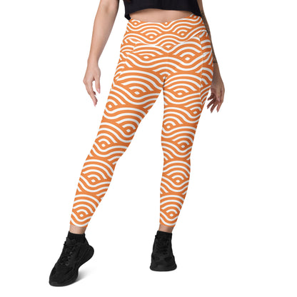 Orange Wave - Leggings with pockets, 2XS - 6XL Leggings With Pockets 2XS - 6XL (US)