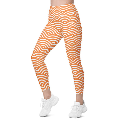 Orange Wave - Leggings with pockets, 2XS - 6XL Leggings With Pockets 2XS - 6XL (US) Printed Offshore