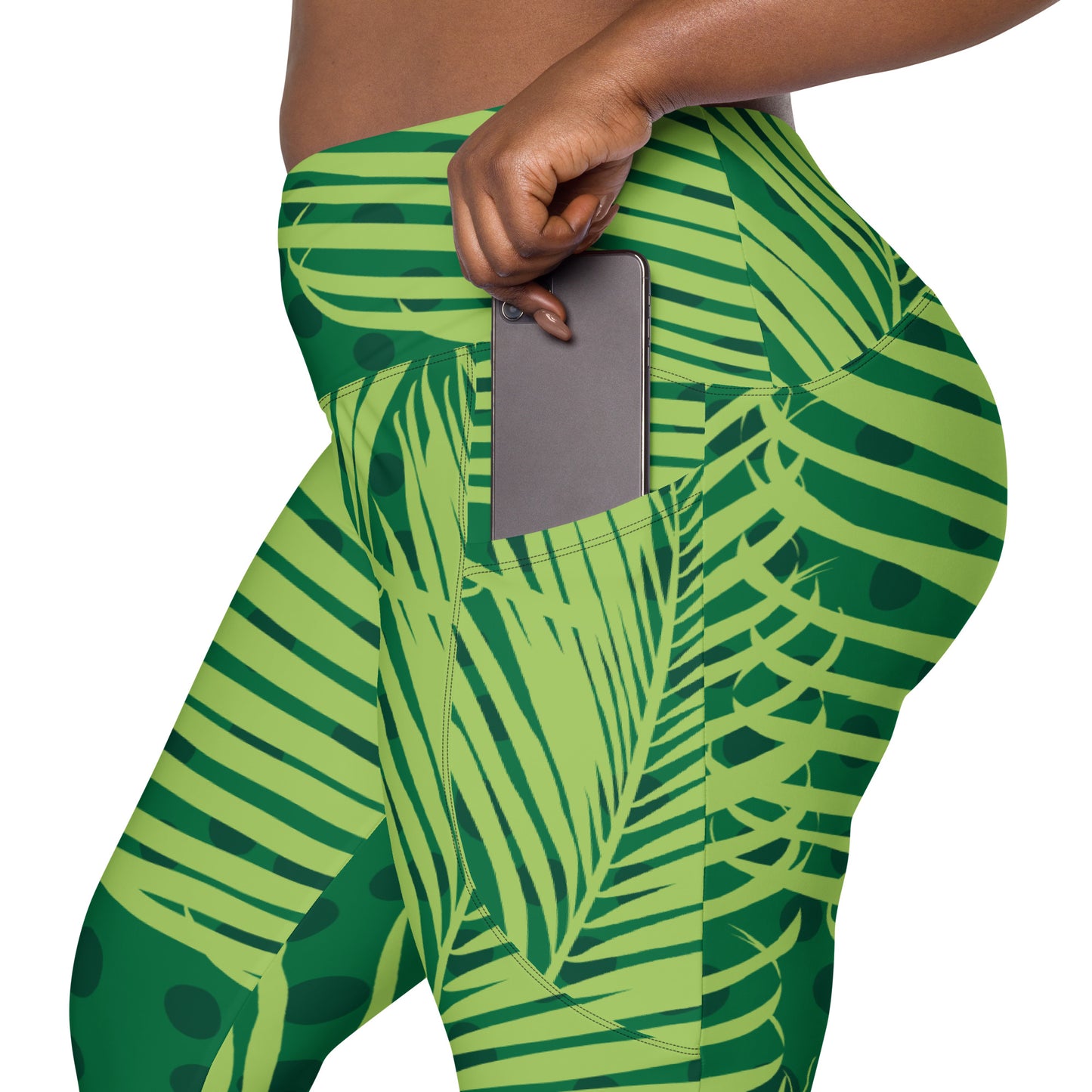 Green Leaves - Leggings with pockets, 2XS - 6XL Leggings With Pockets 2XS - 6XL (US)