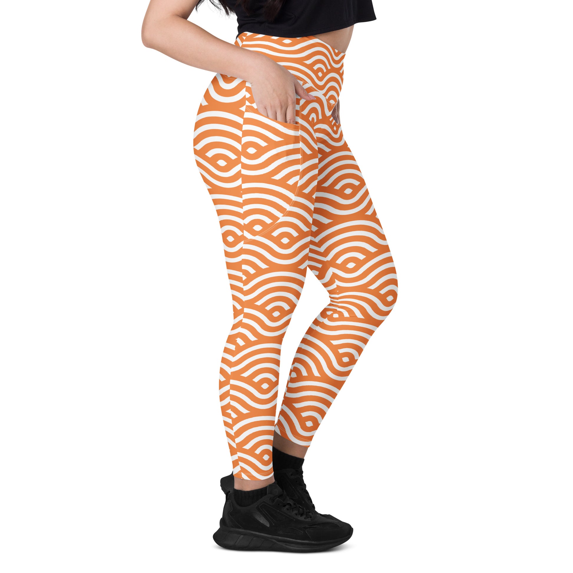 Orange Wave - Leggings with pockets, 2XS - 6XL 6XL Leggings With Pockets 2XS - 6XL (US) Printed Offshore