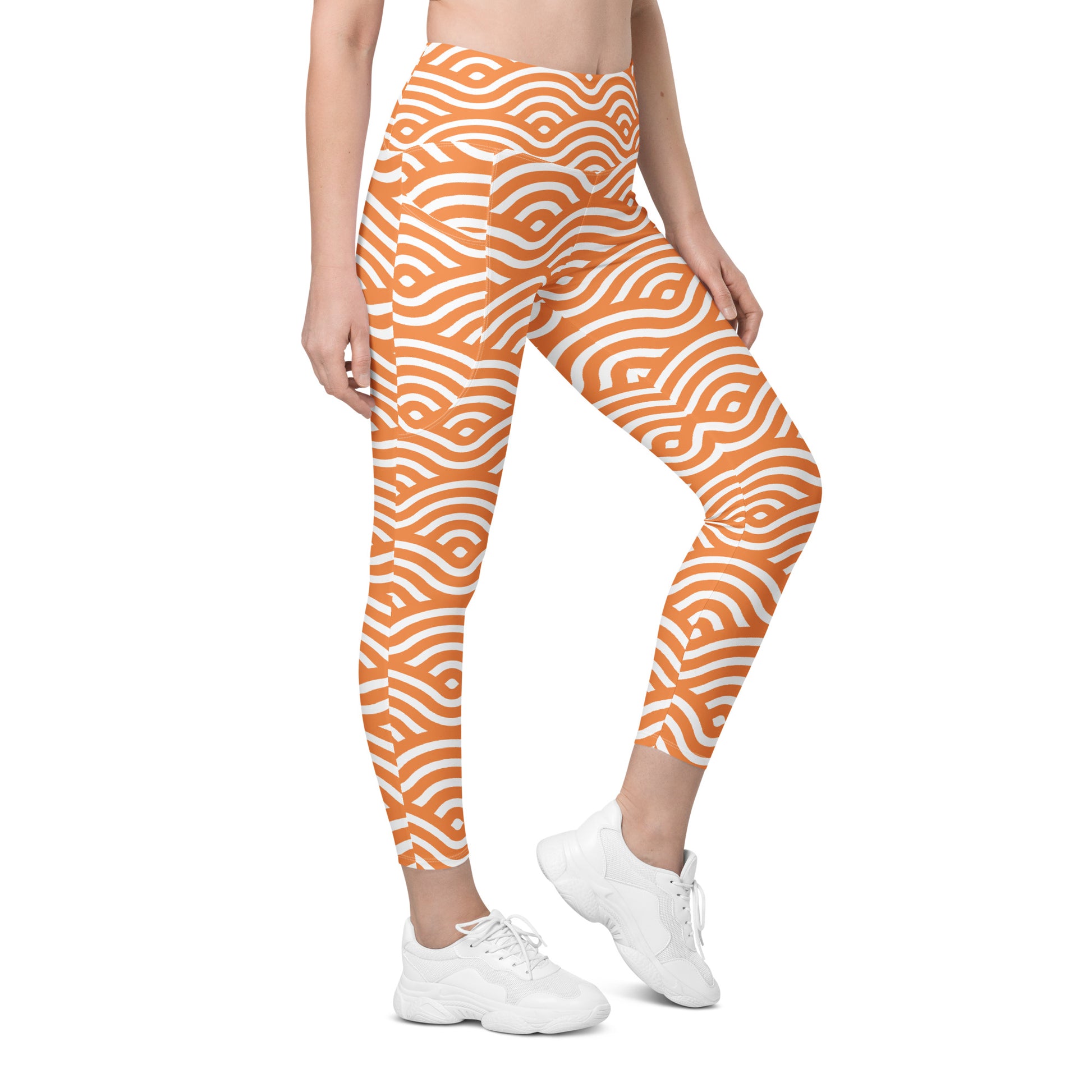 Orange Wave - Leggings with pockets, 2XS - 6XL Leggings With Pockets 2XS - 6XL (US)