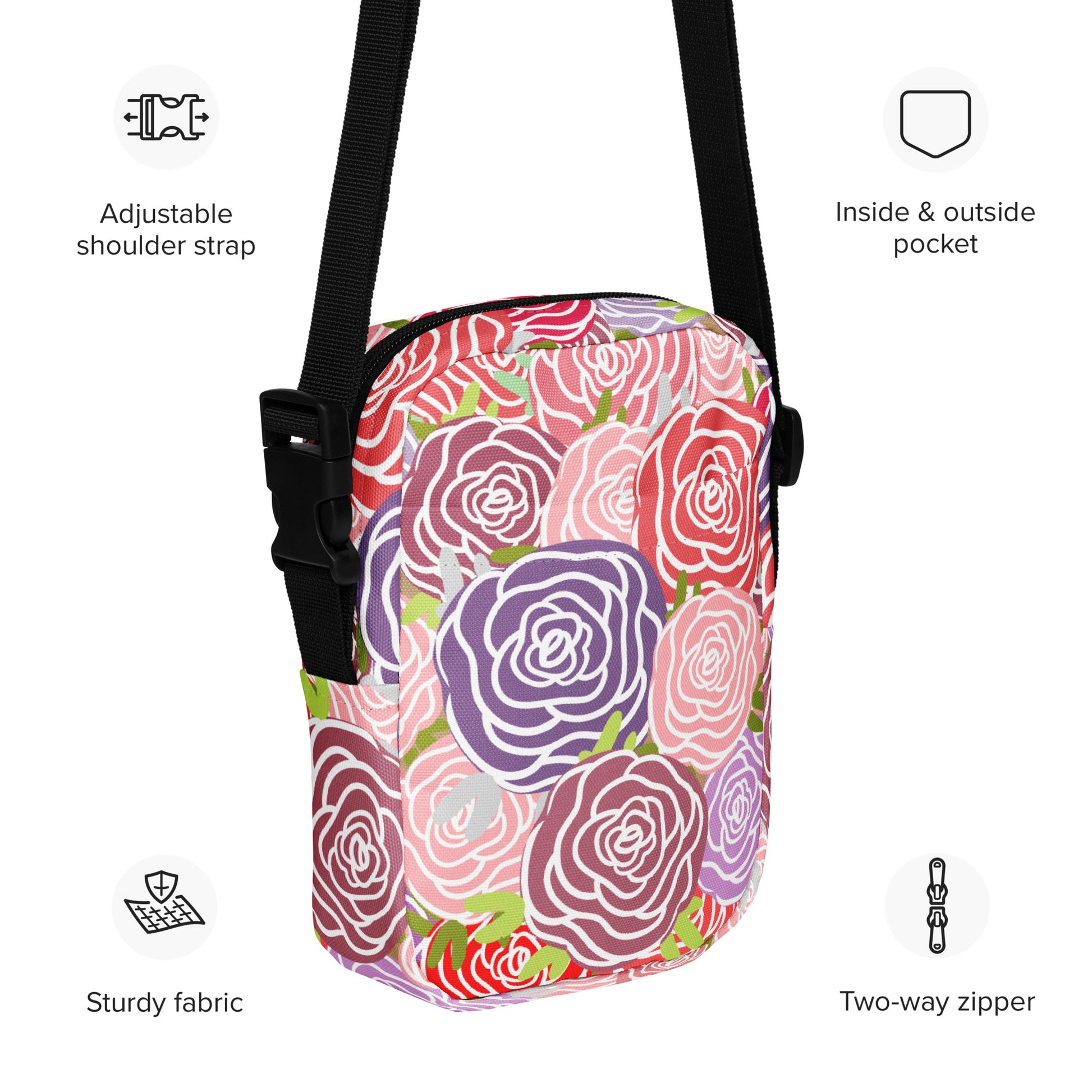 Abstract Roses - Utility crossbody bag Utility Cross Body Bag Globally Fulfilled Plants Printed Offshore