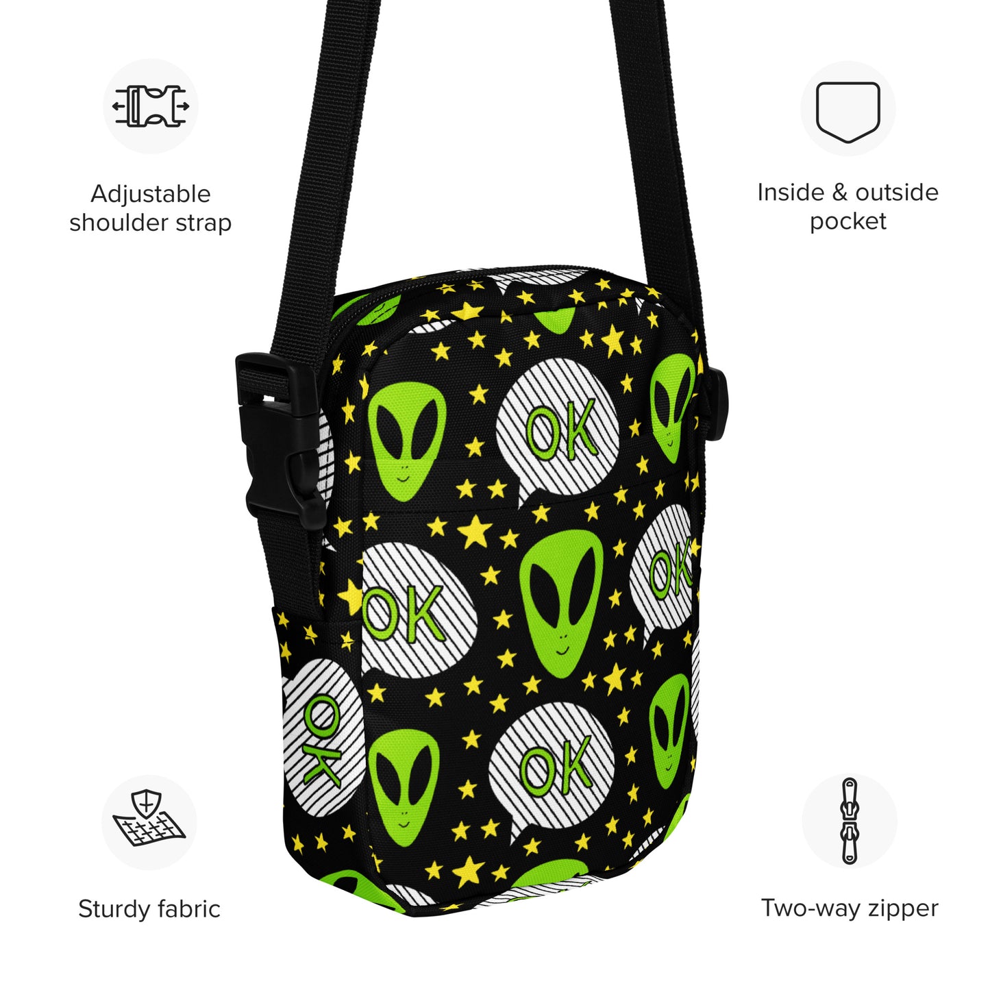 Alien OK - Utility crossbody bag Utility Cross Body Bag Globally Fulfilled Printed Offshore Sci Fi