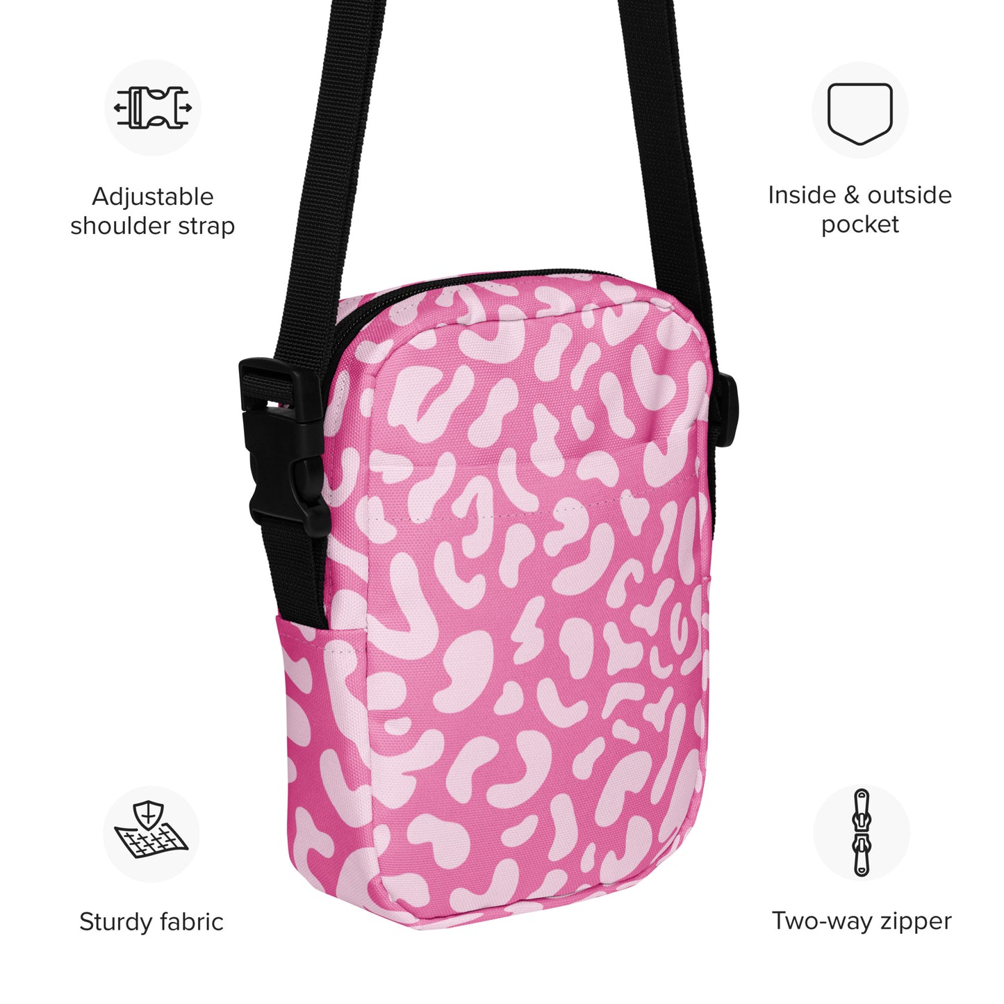 Pink Leopard - Utility crossbody bag Utility Cross Body Bag animal Globally Fulfilled Printed Offshore