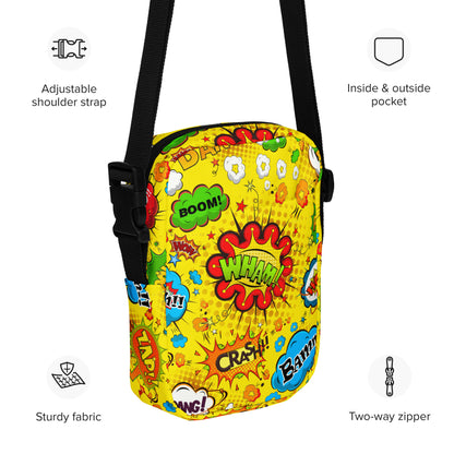 Comic Book Yellow - Utility crossbody bag Utility Cross Body Bag comic Globally Fulfilled Printed Offshore