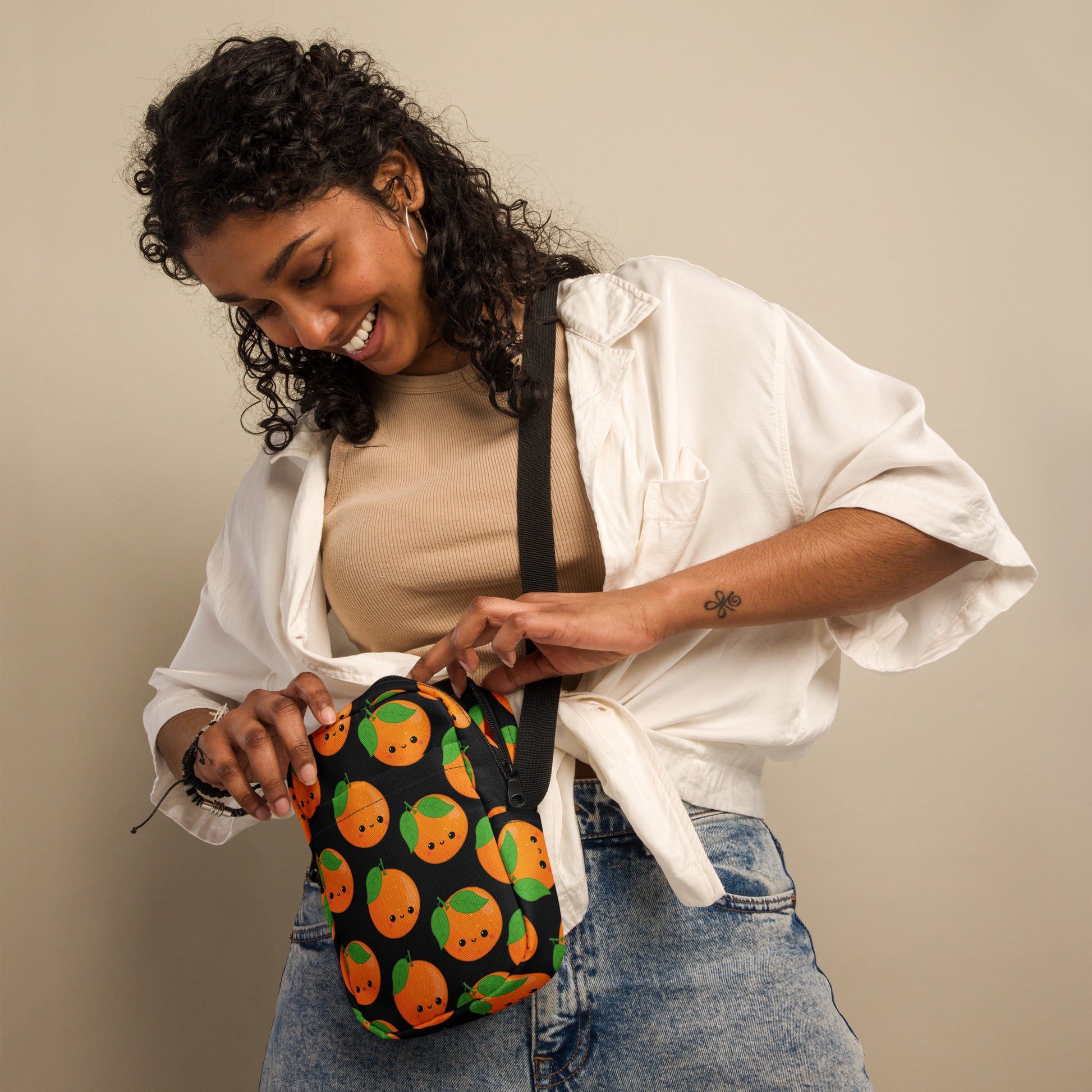 Orange Characters - Utility crossbody bag Utility Cross Body Bag Food Globally Fulfilled Printed Offshore