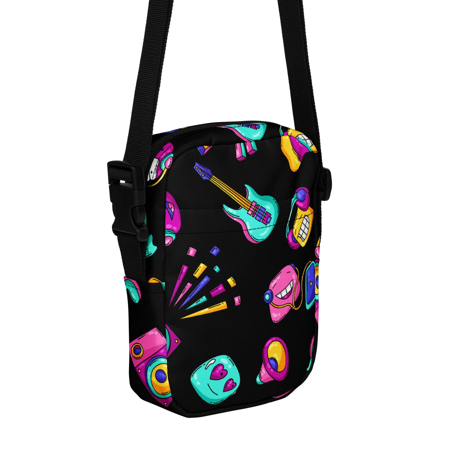 80's Music - Utility crossbody bag Utility Cross Body Bag Globally Fulfilled Music Printed Offshore Retro