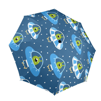 Cute Aliens in UFOs - Semi-Automatic Foldable Umbrella