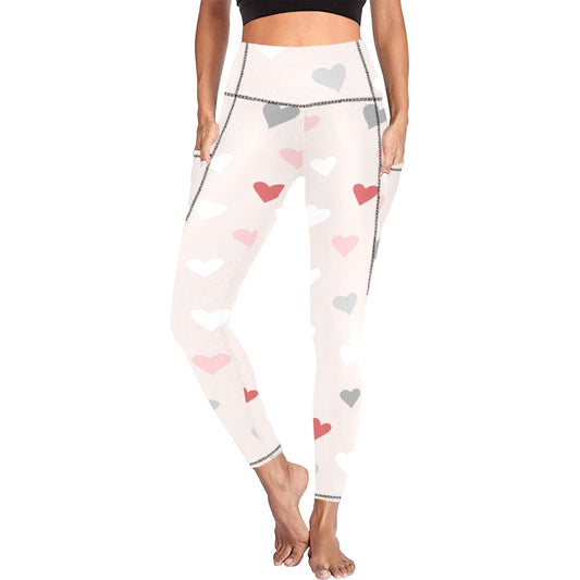 Pretty Hearts - Women's Leggings with Pockets