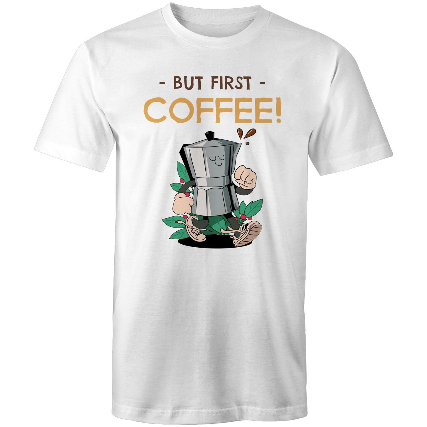 But First Coffee - Mens T-Shirt White Mens T-shirt Coffee Retro
