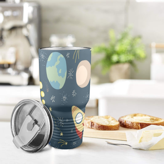 Rocket and Planets In Space - 30oz Insulated Stainless Steel Mobile Tumbler