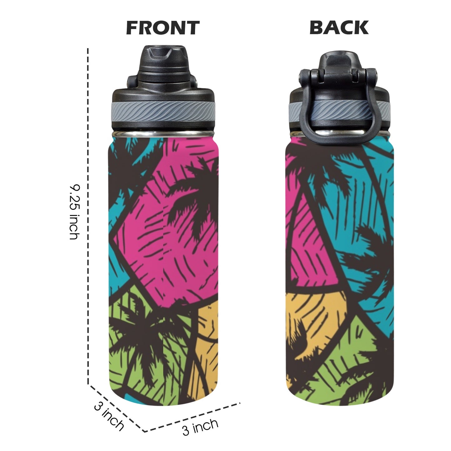 Palm Trees - Insulated Water Bottle with Dual-Use Lid (18oz) Insulated Water Bottle with Dual-Use Lid (18oz) Printed Offshore