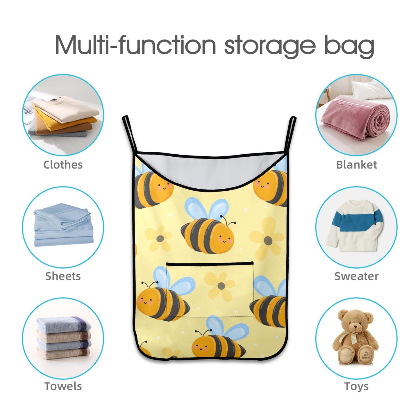 Bright Bees - Hanging Laundry Bag