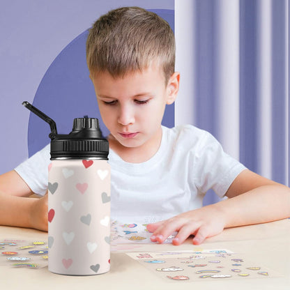 Pretty Hearts - Kids Water Bottle with Chug Lid (12 oz)