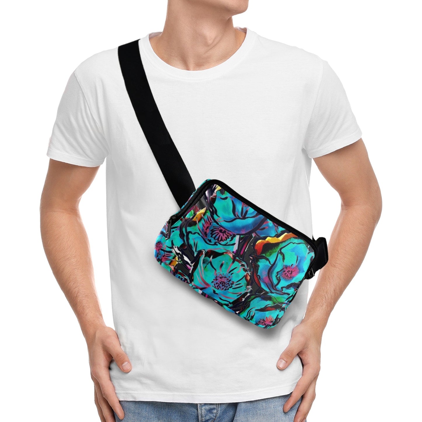 Flower It Blue - Belt Bag Belt Bag Plants Printed Offshore