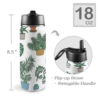 Plant Lover - Insulated Water Bottle with Straw Lid (18oz) Insulated Water Bottle with Swing Handle Printed Offshore