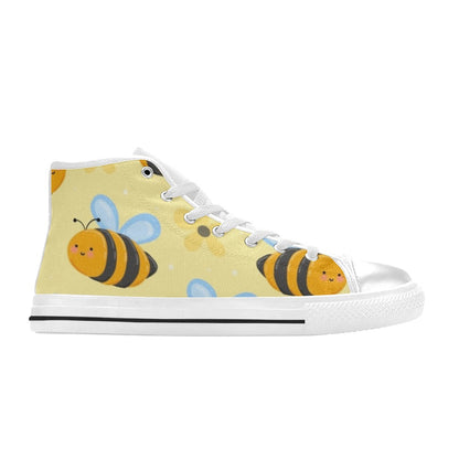 Bright Bees - Kids' High Top Canvas Shoes