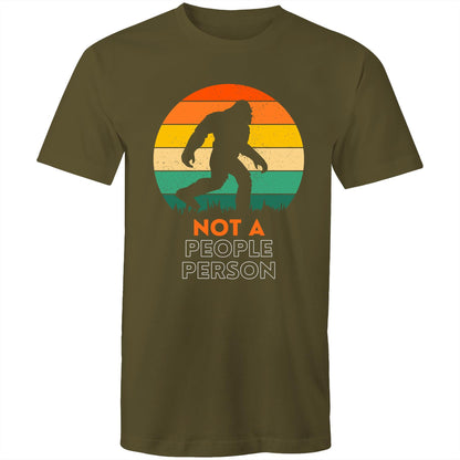 Not A People Person, Big Foot, Sasquatch, Yeti - Mens T-Shirt Army Green Mens T-shirt Funny