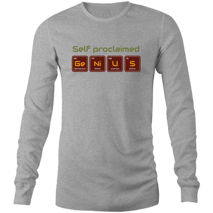 Self Proclaimed Genius, Periodic Table - Long Sleeve T-Shirt Grey Marle Unisex Long Sleeve T-shirt Science
