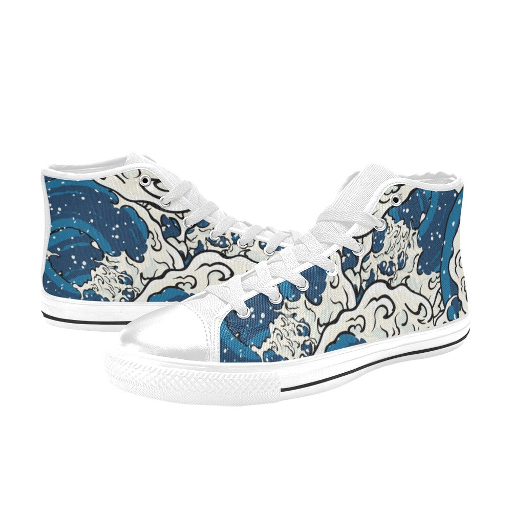 Waves - Men's High Top Canvas Shoes