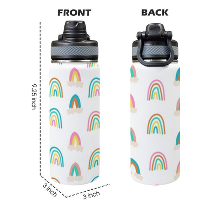 Cloud Rainbows - Insulated Water Bottle with Dual-Use Lid (18oz)