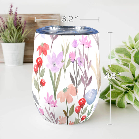 Floral Watercolour - 12oz Wine Tumbler 12oz Wine Tumbler Plants Printed Offshore