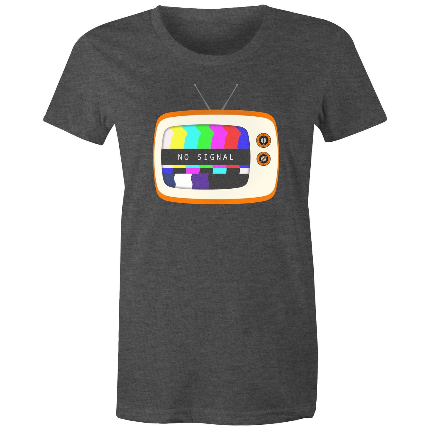 Retro Television, No Signal - Womens T-shirt Asphalt Marle Womens T-shirt Retro